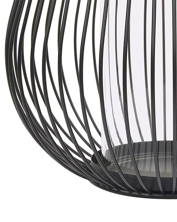 Lykta Svart och Guld Metall 22 cm med glasinsats Ljushållare Dekoration