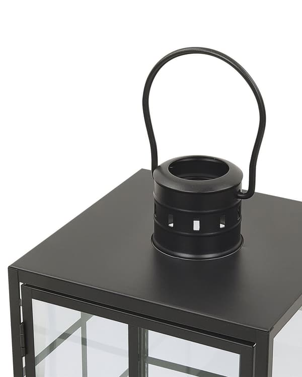 Ljuslykta Metall Svart 27 cm Glasvägg med Handtag Skandinavisk Dekor