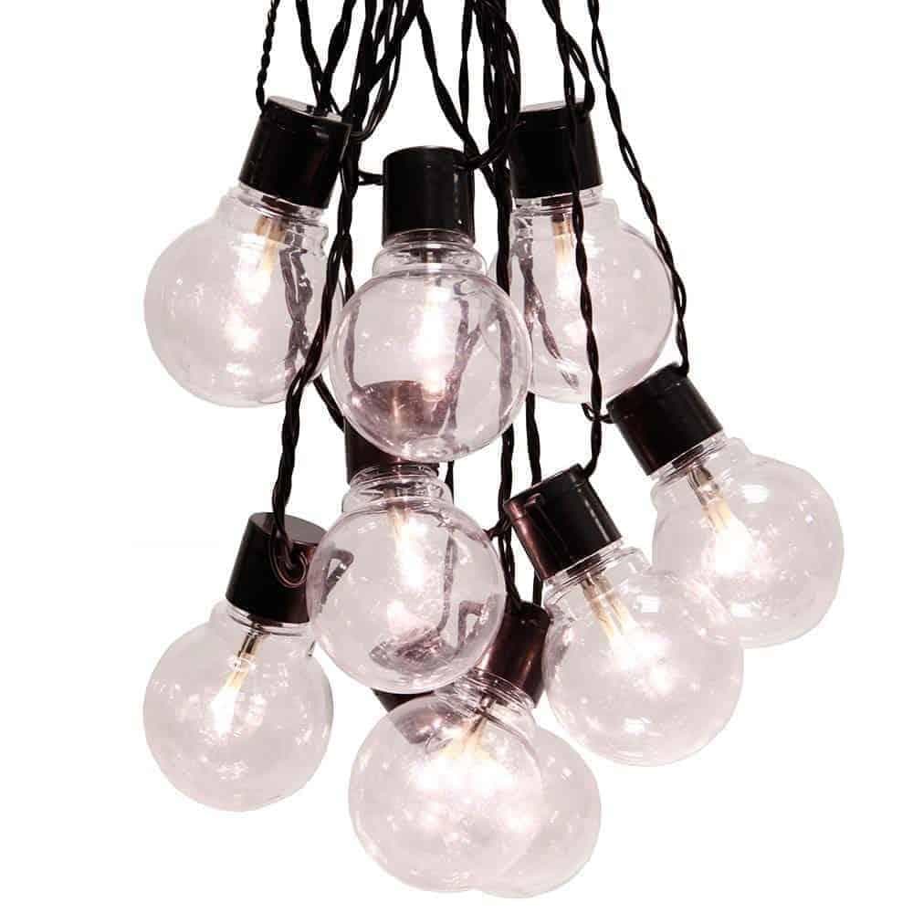 LED party ljusslinga 16 ljus klara bollar svart kabel