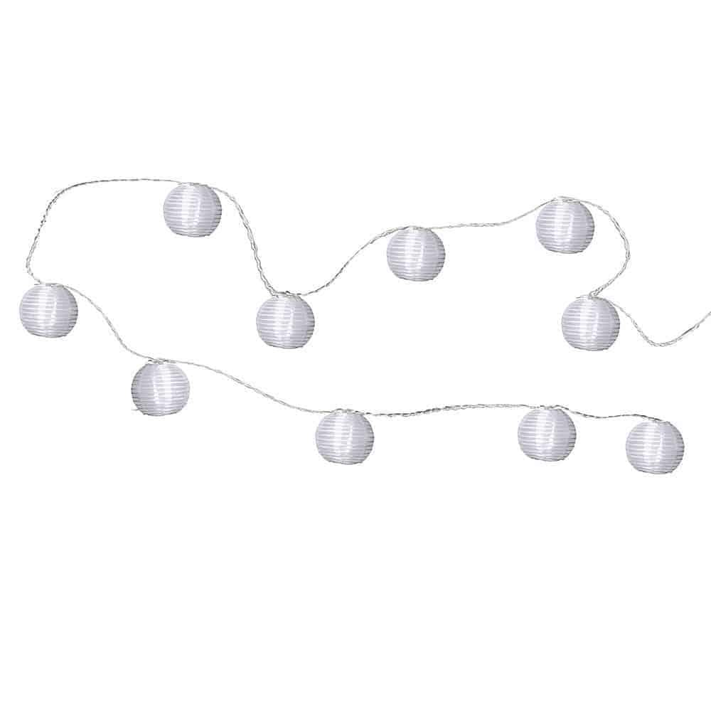Festival ljusslinga 10 LED vita bollar i tyg
