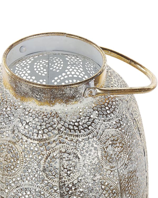 Ljuslykta Guld Metall 40 cm med Glas Ljushållare Boho
