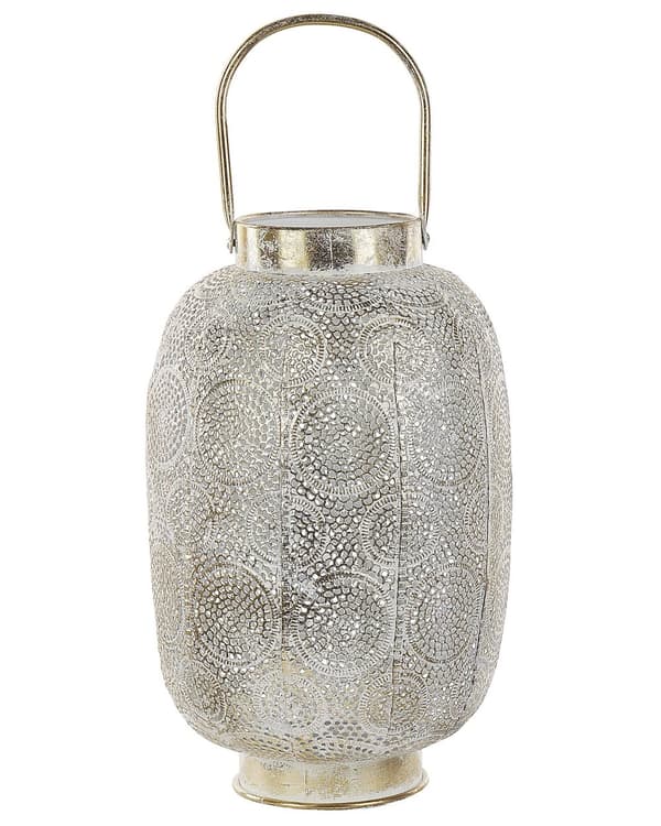 Ljuslykta Guld Metall 40 cm med Glas Ljushållare Boho