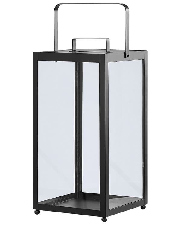 Lykta Svart Järn H 30 cm Ljushållare Handtag Minimalistisk industriell dekoration Accentpjäs