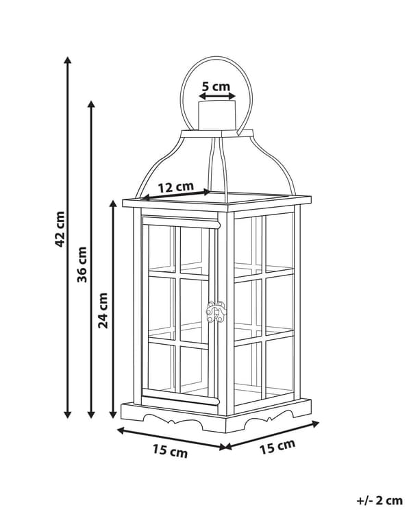 Metalllykta Svart järn 42 cm Pelarljusstake Glasdörrar Dekorativ inomhuslykta
