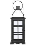 Miniatyrbild 6 av 8: Metalllykta Svart järn 42 cm Pelarljusstake Glasdörrar Dekorativ inomhuslykta