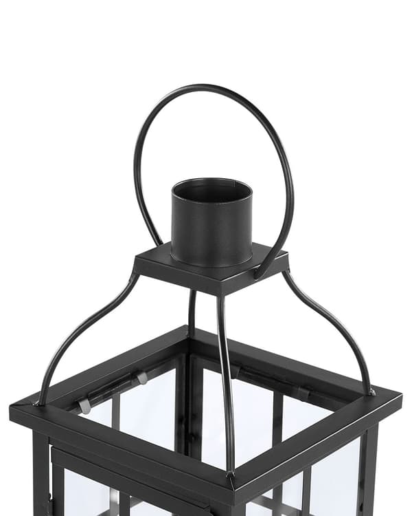 Ljuslykta Metall Svart järn 52 cm Ljusstake Glasdörrar Dekorativt inomhusstycke