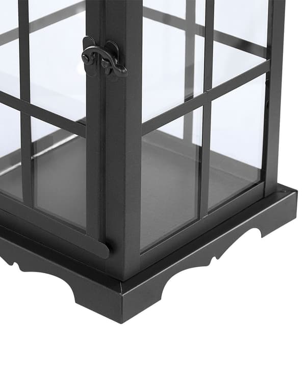 Ljuslykta Metall Svart järn 52 cm Ljusstake Glasdörrar Dekorativt inomhusstycke