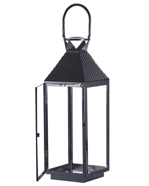 Ljuslykta Metall Svart Rostfritt Stål H 54 cm Pelare Ljushållare