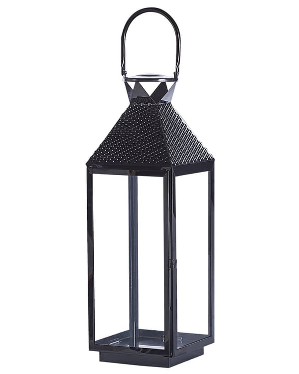 Ljuslykta Metall Svart Rostfritt Stål H 54 cm Pelare Ljushållare