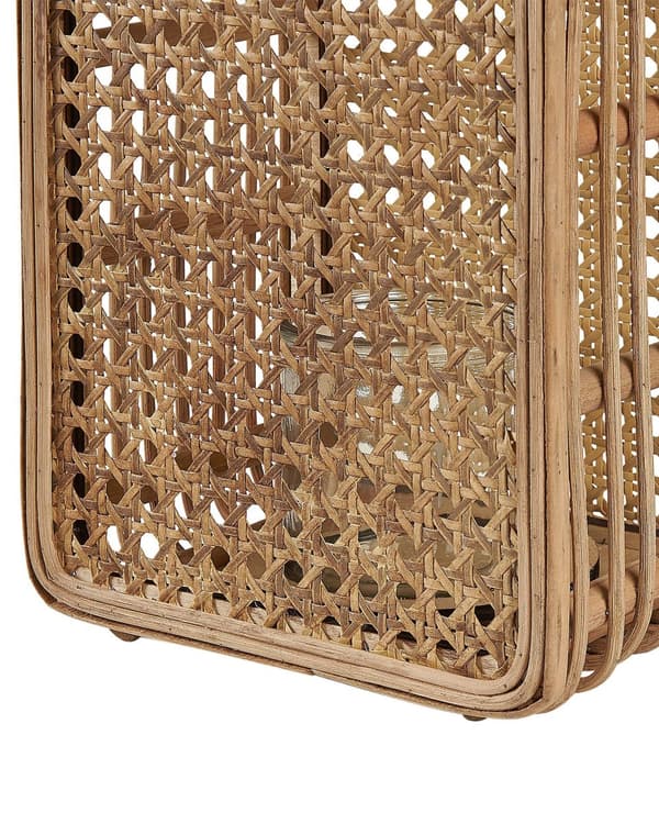 Ljuslykta Natur PE Rotting med Glashållare Accessoar Dekoration Boho Stil Inomhus