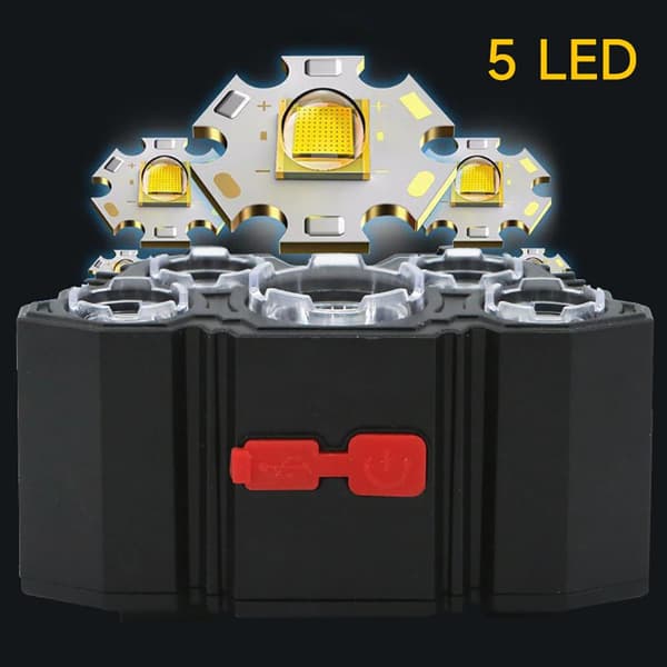 5-LED Pannlampa USB-uppladdningsbar A5