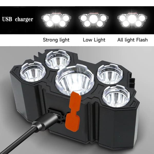 5-LED Pannlampa USB-uppladdningsbar A5