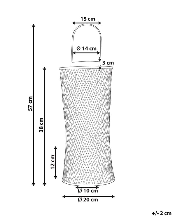 Ljuslykta Svart Bambu Trä 38 cm med Glas Ljushållare Boho Style Inomhus