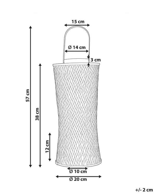 Ljuslykta Naturlig Bambu Trä 38 cm med Glas Ljushållare Boho Style Inomhus