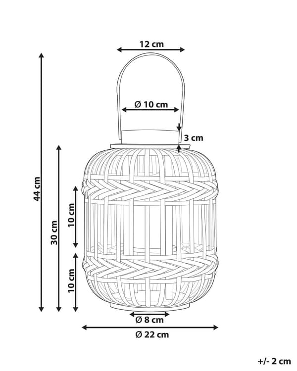 Ljuslykta Svart Bambu Trä 30 cm med Ljushållare Glas Boho Stil Inomhus