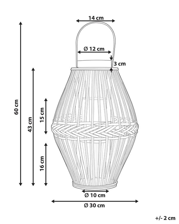 Ljuslykta Mörkt Trä Bambu Trä 43 cm med Glas Ljushållare Boho Stil Inomhus