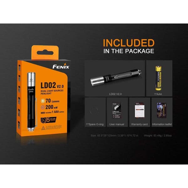 Fenix Ld02 V2.0 Musta 70 Lumens
