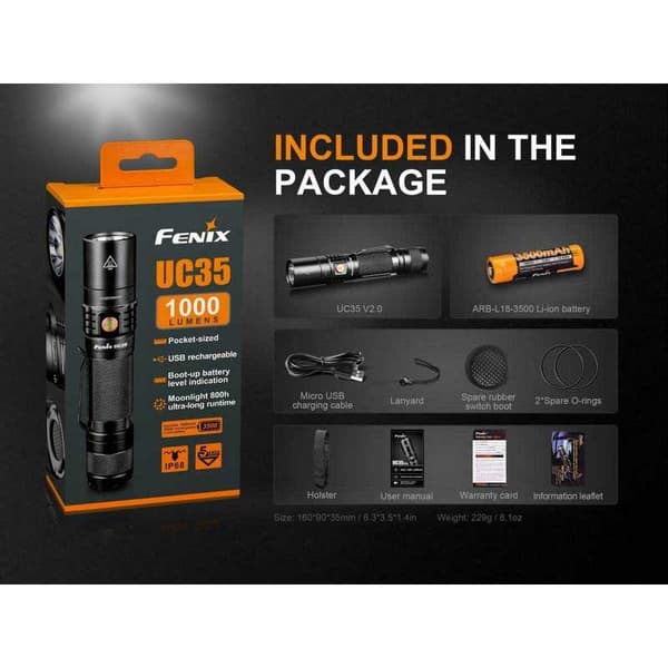 Fenix Uc35 V2.0 Musta 1000 Lumens