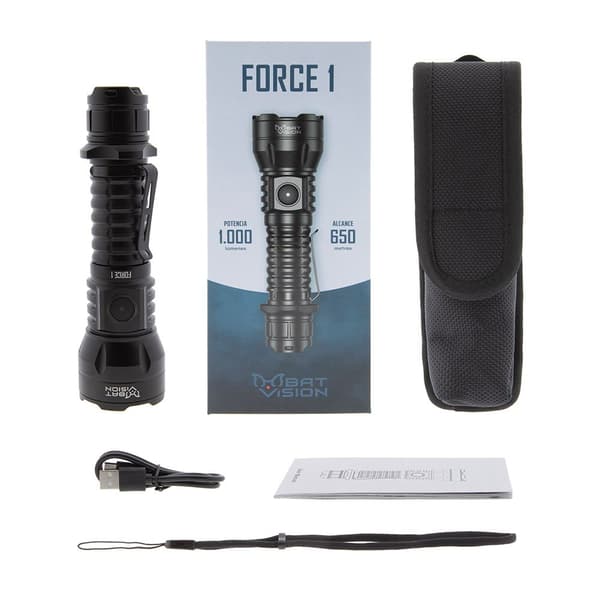 Bat Vision Led Lommelygte Force One Søvfarvet 1000 Lumens