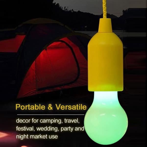 ouniondo® Bärbar dragsladd Glödlampa Utomhus Trädgård Camping Hängande LED-ljus YE Yellow_love281