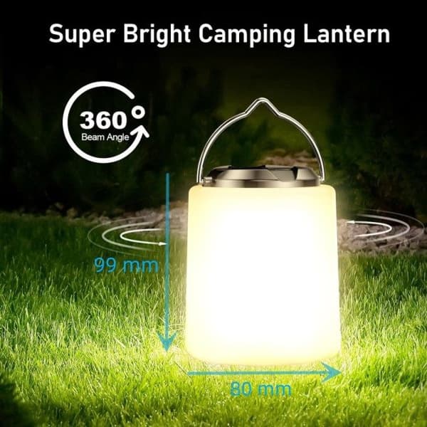 Uppladdningsbar campinglampa, bärbar LED-campinglampa med 3 lägen, lämplig för camping/tält/trädgård/nödsituation/fiske