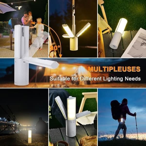 Campinglampa, 4000mAh uppladdningsbar campinglampa Vikbar campinglykta Campinglampa med 3 ljusstyrkalägen, ljusgrå