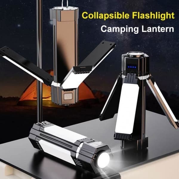 Typ-C hopfällbar campinglykta, USB-laddningsbar, 3000 mah batteri, ficklampa, powerbank, 3-i-1 campinglykta