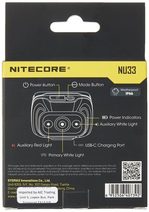 Nitecore - NU33 - Pannlampa 700 Lumen USB C Uppladdningsbar pannlampa med rött ljus