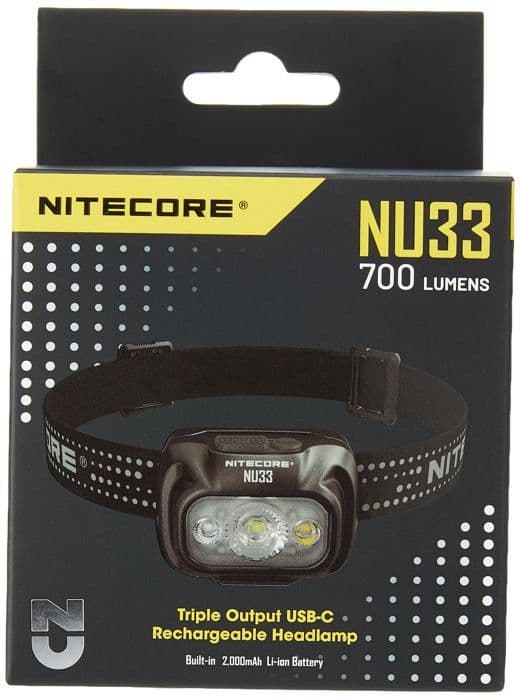 Nitecore - NU33 - Pannlampa 700 Lumen USB C Uppladdningsbar pannlampa med rött ljus