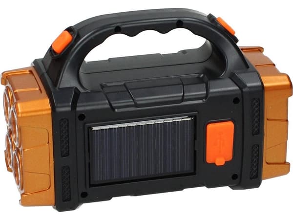 Ficklampa med Handtag / LED-Strålkastare – Solcell & Powerbank