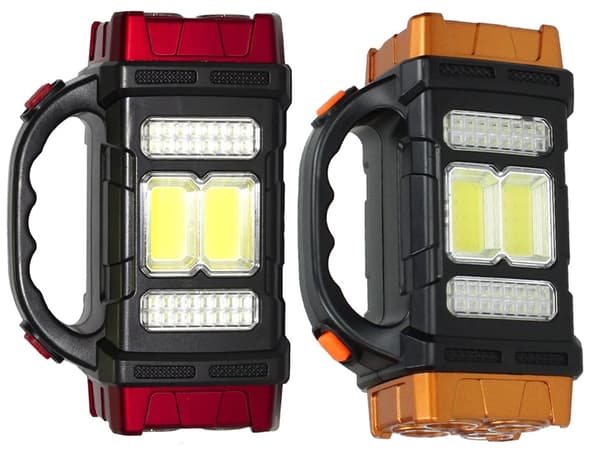 Ficklampa med Handtag / LED-Strålkastare – Solcell & Powerbank
