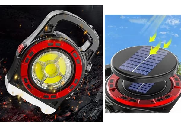 Ficklampa / Strålkastare med PowerBank - Solceller