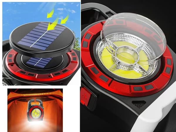 Ficklampa / Strålkastare med PowerBank - Solceller