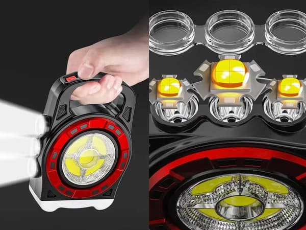 Ficklampa / Strålkastare med PowerBank - Solceller