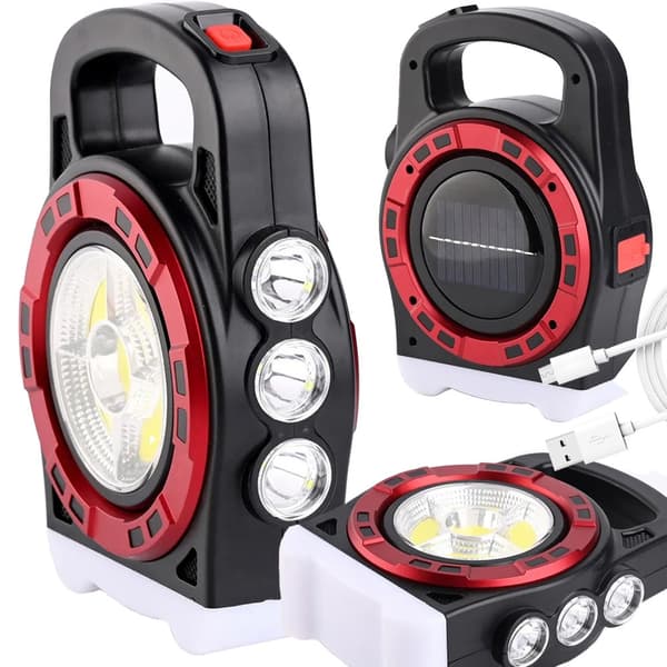 Ficklampa / Strålkastare med PowerBank - Solceller