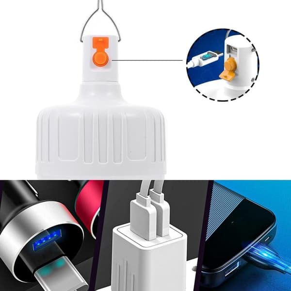 2ST LED campinglykta - Bärbar vattentät tältlampa - med USB uppladdningsbar, 80W - för campingfiske Vandring Trädgårdsnödsituation