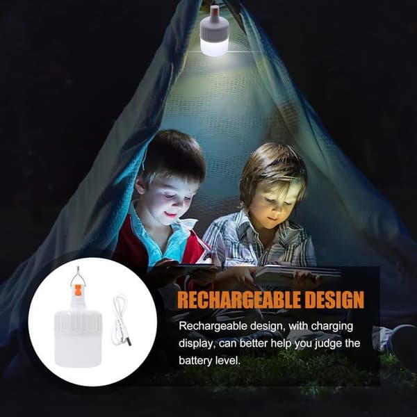 2ST LED campinglykta - Bärbar vattentät tältlampa - med USB uppladdningsbar, 80W - för campingfiske Vandring Trädgårdsnödsituation