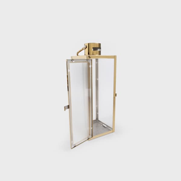 lanterne | TONDO | guld med ribbet glas | 14x14x39 cm | 705083