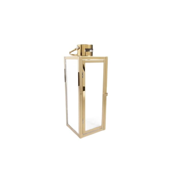 lanterne | TONDO | guld med ribbet glas | 14x14x39 cm | 705083