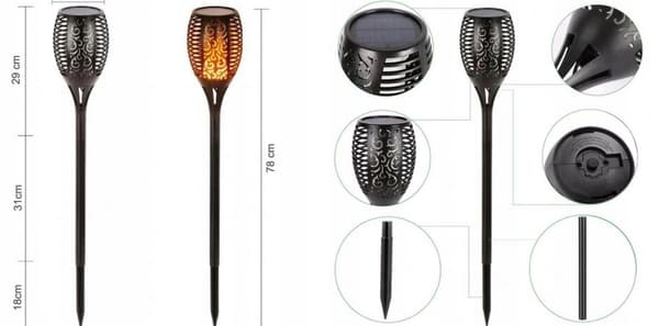 Lommelygte LED SOLARLAMPE HaveFLAMME 78 CM