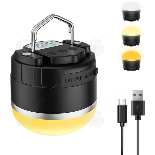 INN mini campinglampa Kan hängas uppladdningsbar Bärbar 5 justerbara nivåer Campinglykta Kan ladda enheter