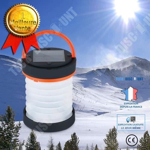 TD® Fällbart Solar Camping Light Vattentätt Nödbatteri USB-laddare Red Camp Forest Tält Fulladdad