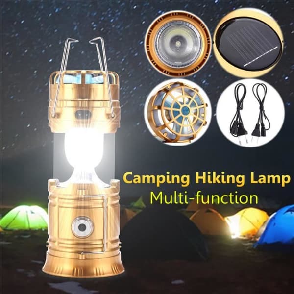 Uppladdningsbar campingsollampa Guld