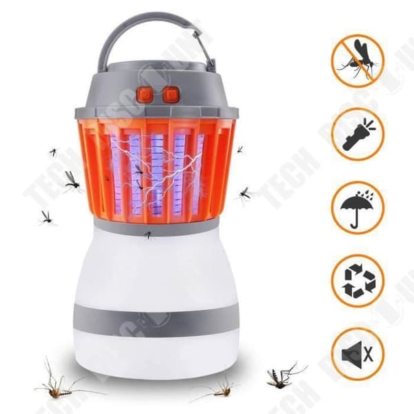 TD® Myggmedelslampa - Multifunktionscampinglykta - LED Torch Vandring UV-lampa Vattentät IP67 USB Uppladdningsbar med kabel
