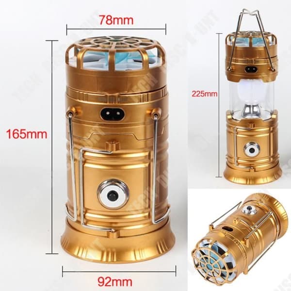 TD® Solar LED Lamp Saving Camping Ljus Fläkt Utomhus Portabelt Utetält Ljusstyrka Energi Power Belysning