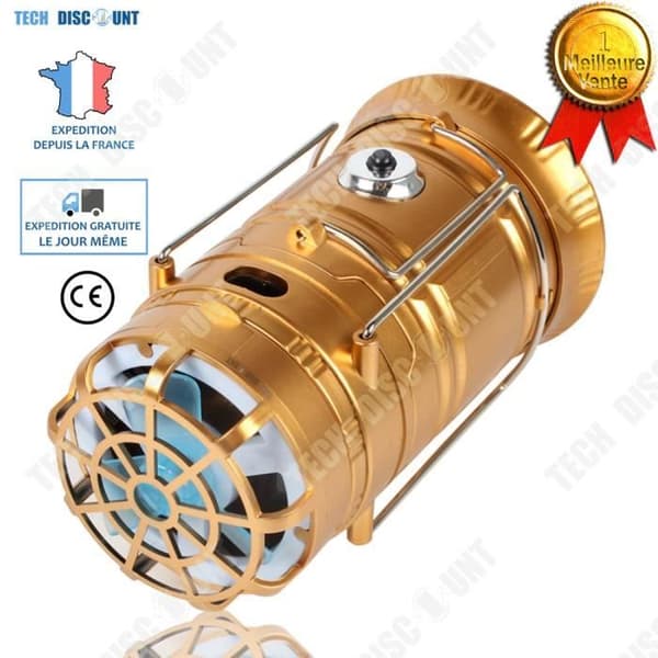 TD® Solar LED Lamp Saving Camping Ljus Fläkt Utomhus Portabelt Utetält Ljusstyrka Energi Power Belysning