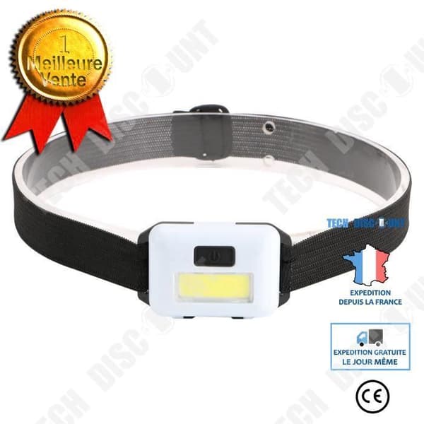 TD® Camping Head Torch - Lamp Lanterna Outdoor LED 3 Mode AAA Spotlight Pannlampa Camping Justerbar Light Vit