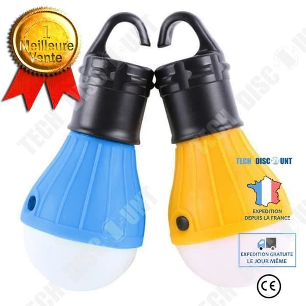 2-pack campinglampor utomhusbelysning vandring tält läge växling LED-ljus ström 3 AAA-batterier blå gul