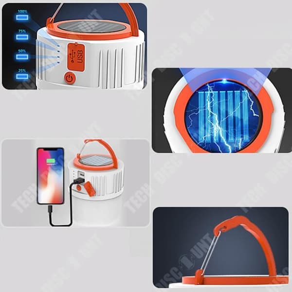 TD® Outdoor Solar LED campingljus USB uppladdningsbart nödljus Bärbar belysning