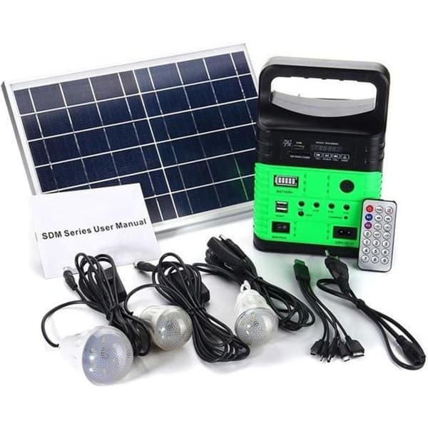 TD® Solar Panel Generator System Kit 10W 6V + 3 glödlampor USB-laddare Telefon Outdoor Camping Green